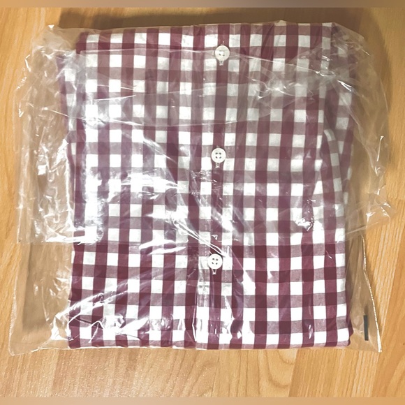 J. Crew Maroon & Ivory Gingham Shirt/cotton-blend/signature fit/size M - Picture 6 of 7